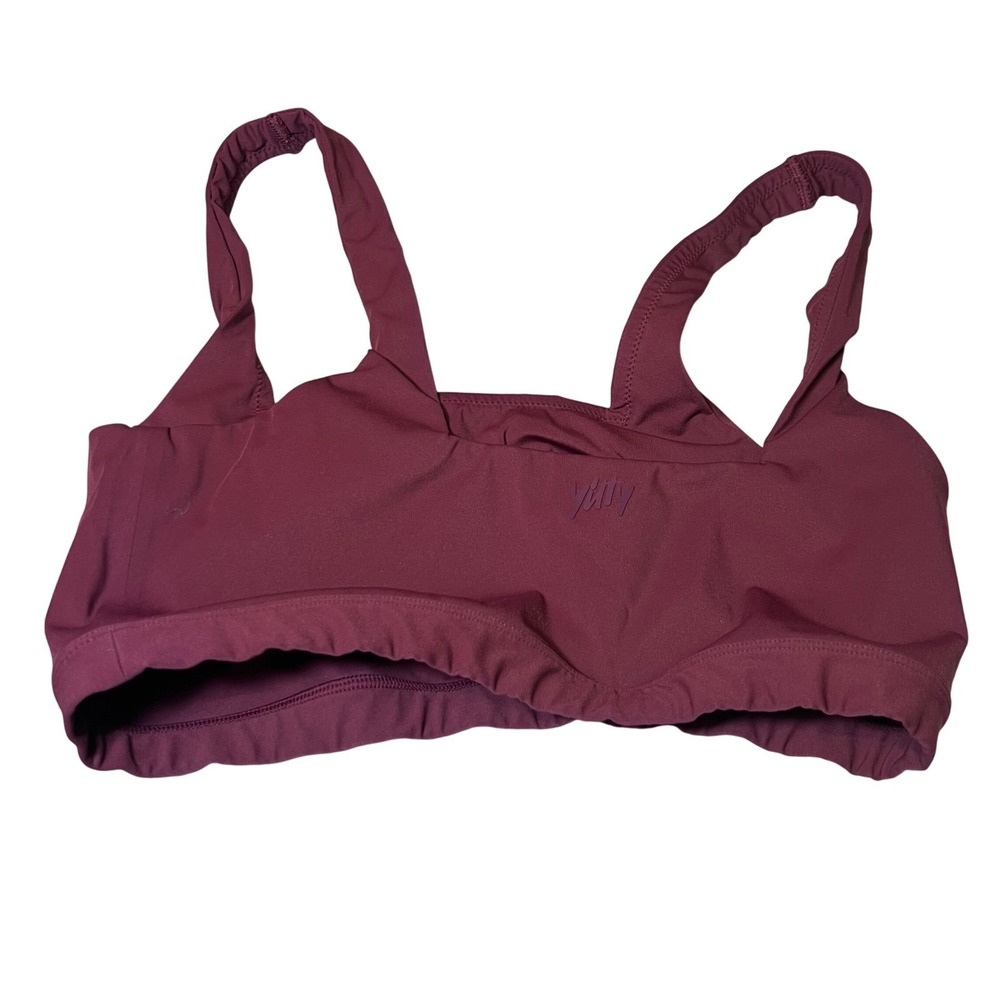 Yitty Womens Size Medium Ribbed Racerback Sports Bra Maroon Crop Top Athletic - Picture 2 of 12